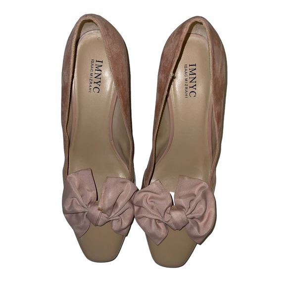IMNYC Isaac Mizrahi Julia Moyen Square Toe Pink Suede Block Heels Size 9 - Picture 6 of 10